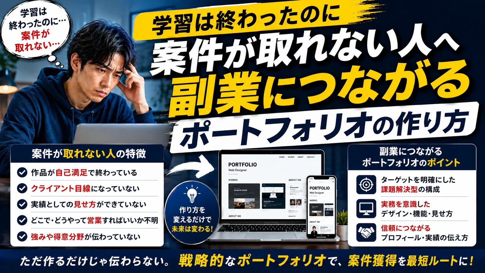 学習は終わったのに案件が取れない人へ｜副業につながるポートフォリオの作り方